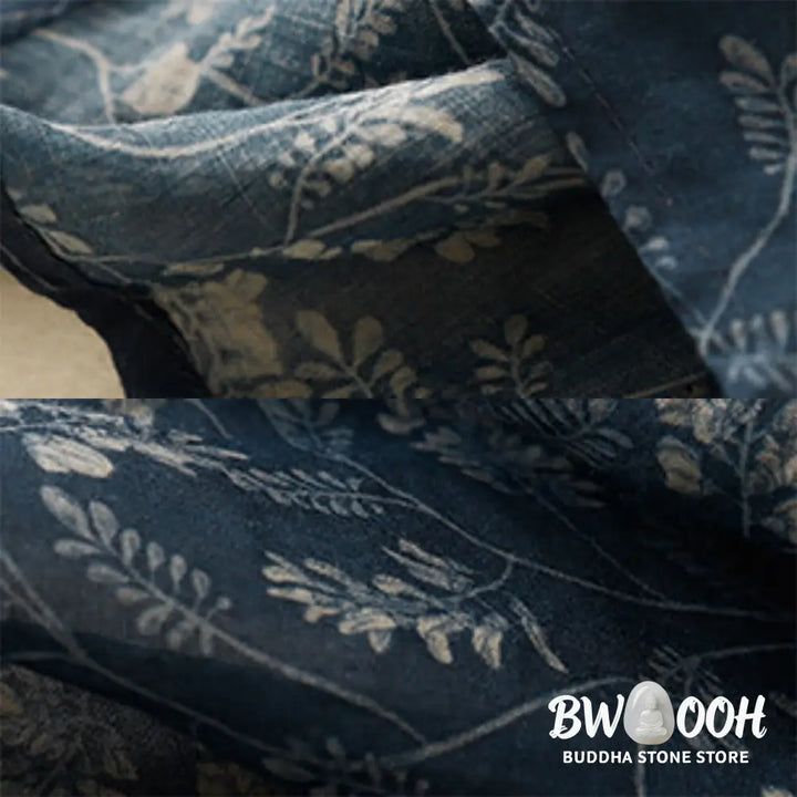 Buddha Stones Floral A-line Elastic Waist Cotton Linen Women’s Skirt With Pockets - Skirt