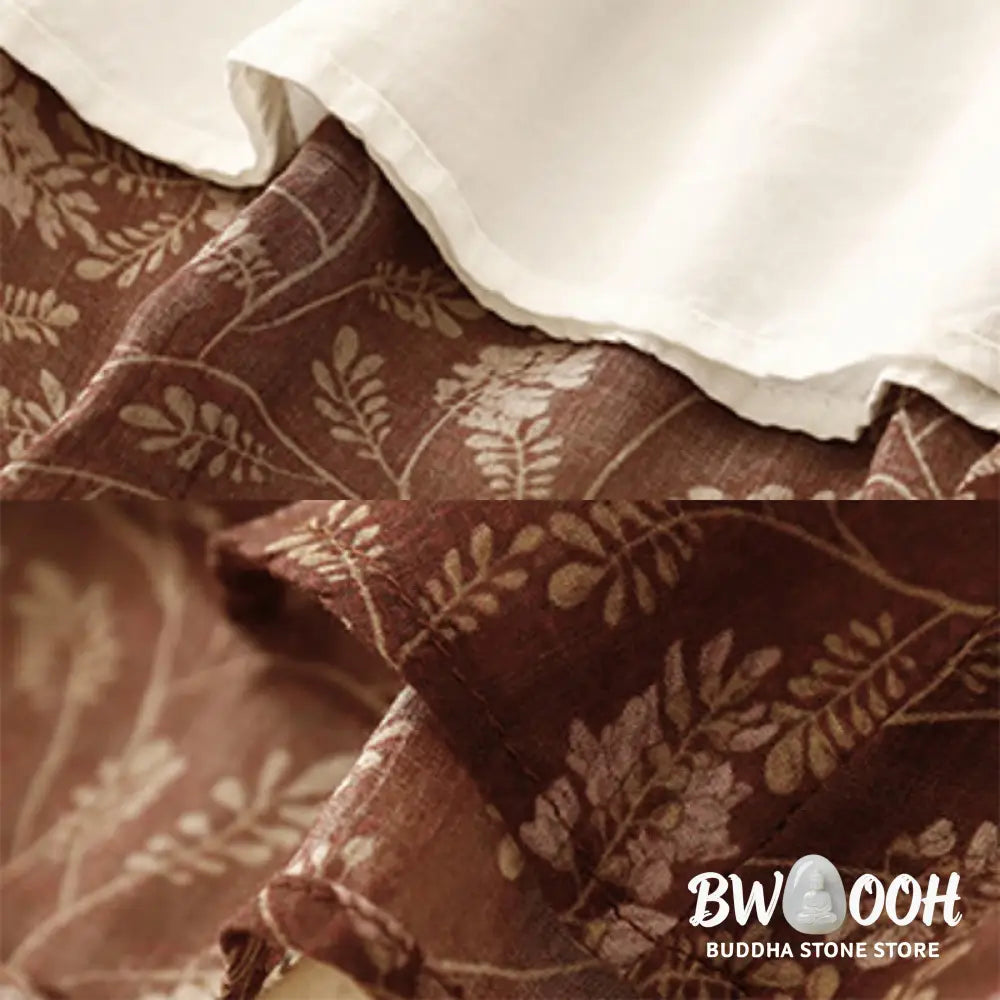 Buddha Stones Floral A-line Elastic Waist Cotton Linen Women’s Skirt With Pockets - Skirt