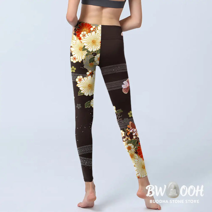 BWOOOH printed yoga leggings - Floral Butterfly Pattern Print Gym Leggi