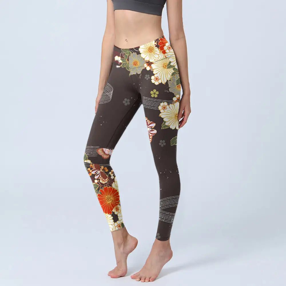 BWOOOH printed yoga leggings - Floral Butterfly Pattern Print Gym Leggi