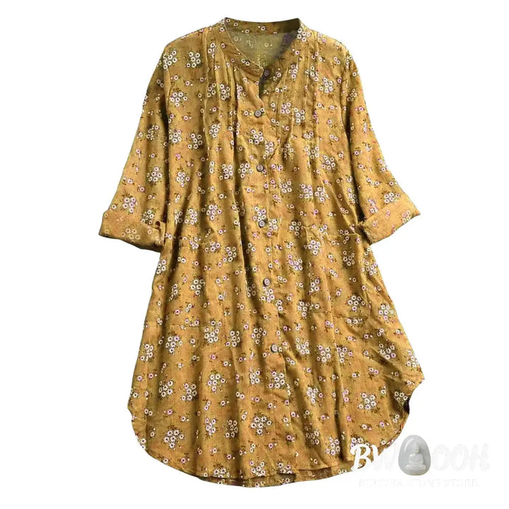 Buddha Stones Florals Buttons Long Sleeve Cotton Women’s Shirt - Women’s Shirts