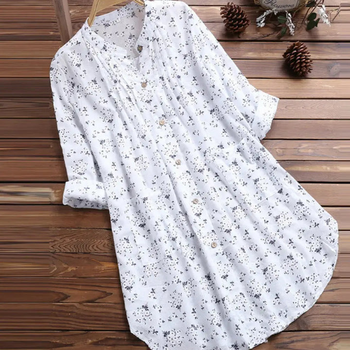 BWOOOH Florals Buttons Long Sleeve Cotton Women&