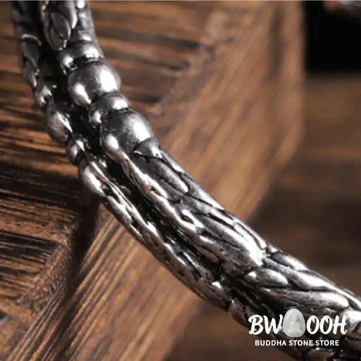 Buddha Stones Flower Dragon Pattern Engraved Balance Cuff Bracelet Bangle - BWOOOH - Flower Dragon Pattern - Bracelet