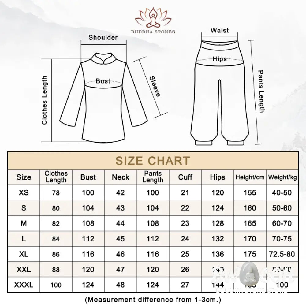 Buddha Stones Flower Embroidery Meditation Prayer Spiritual Zen Tai Chi Qigong Practice Unisex Clothing Set - Clothes