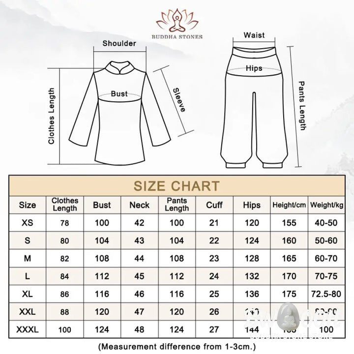 Buddha Stones Flower Embroidery Meditation Prayer Spiritual Zen Tai Chi Qigong Practice Unisex Clothing Set - Clothes
