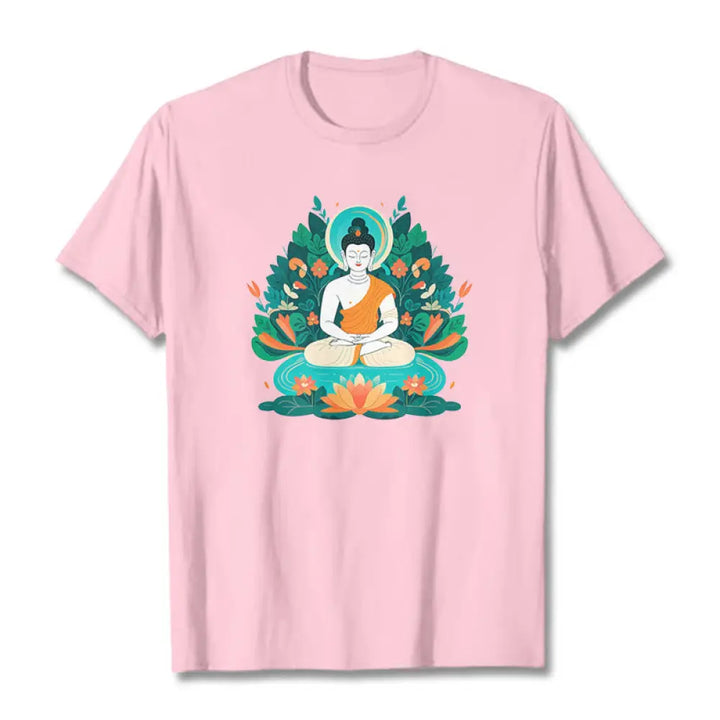 Buddha Stones Flower Grass Lotus Bodhisattva Tee T-shirt - LightPink / S - T-Shirts