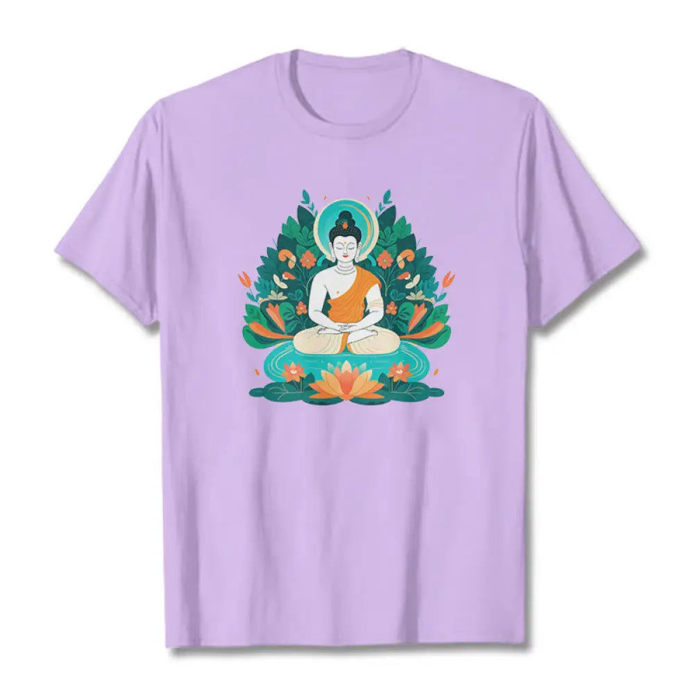 Buddha Stones Flower Grass Lotus Bodhisattva Tee T-shirt - Plum / S - T-Shirts