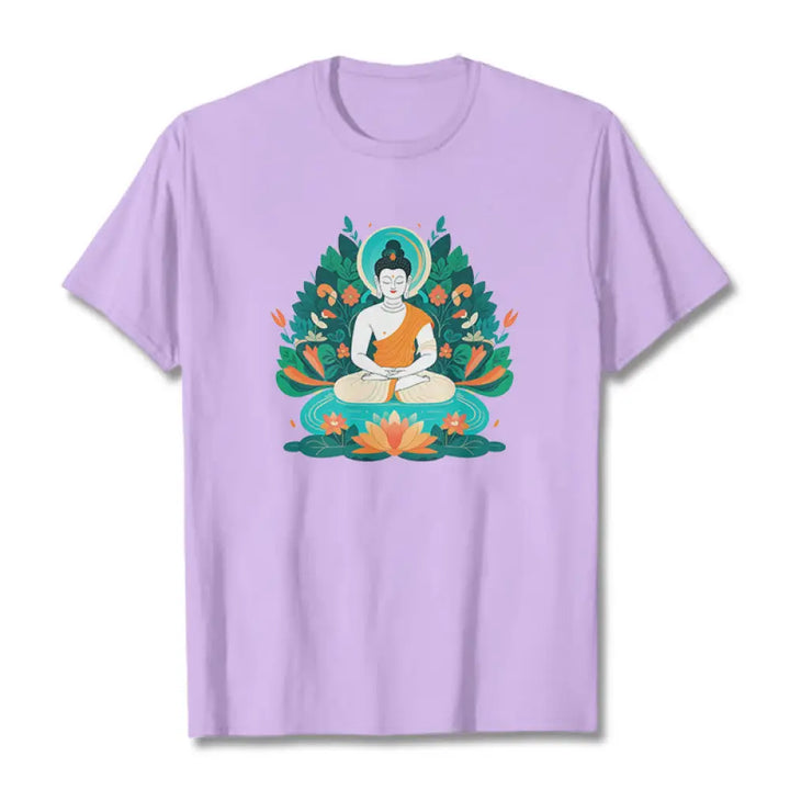 Buddha Stones Flower Grass Lotus Bodhisattva Tee T-shirt - Plum / S - T-Shirts