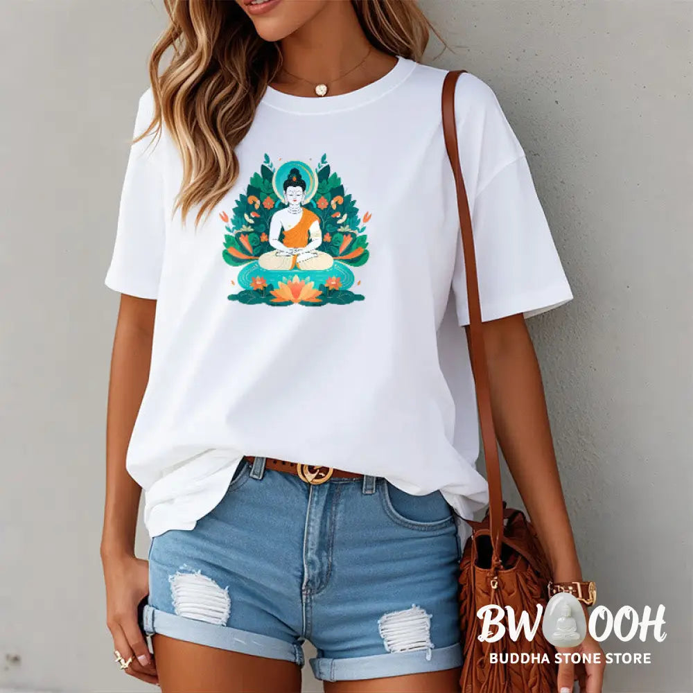 Buddha Stones Flower Grass Lotus Bodhisattva Tee T-shirt - T-Shirts