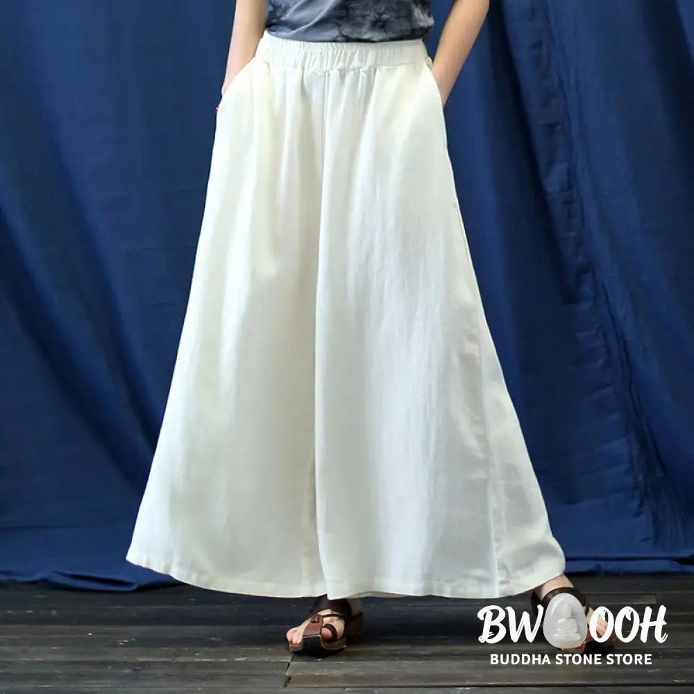 Buddha Stones Flower Jacquard Midi Dress Long Sleeve Cotton Linen Dress Wide Leg Pants With Pockets - Midi Dress&amp;Wide