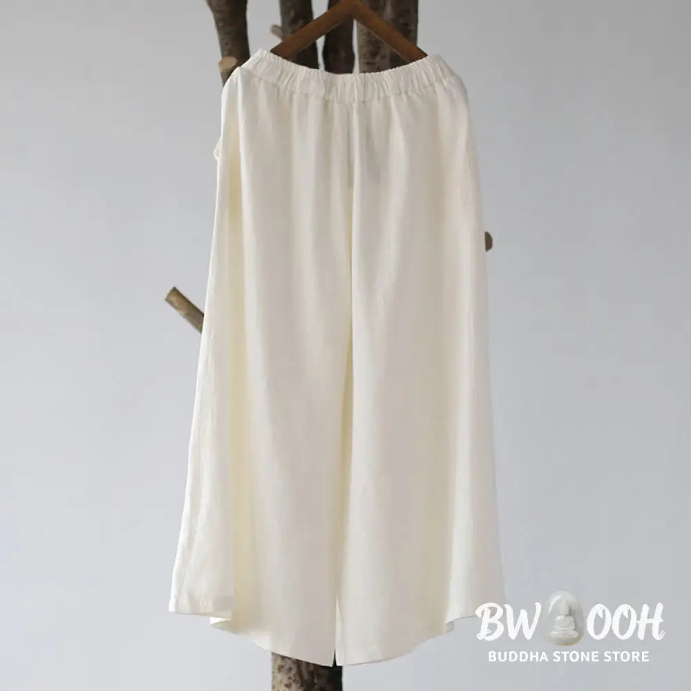 Buddha Stones Flower Jacquard Midi Dress Long Sleeve Cotton Linen Dress Wide Leg Pants With Pockets - Midi Dress&amp;Wide