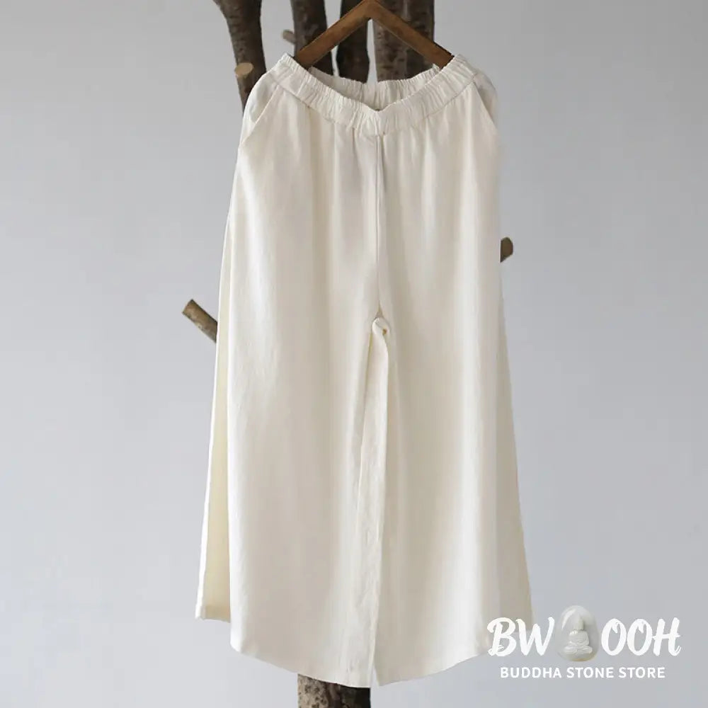 Buddha Stones Flower Jacquard Midi Dress Long Sleeve Cotton Linen Dress Wide Leg Pants With Pockets - Midi Dress&amp;Wide