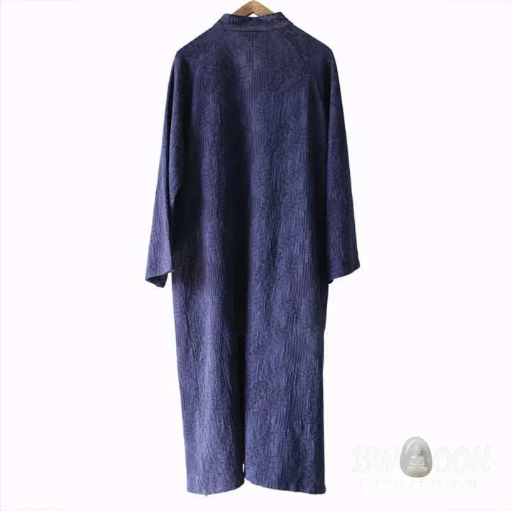 Buddha Stones Flower Jacquard Midi Dress Long Sleeve Cotton Linen Dress Wide Leg Pants With Pockets - Midi Dress&amp;Wide