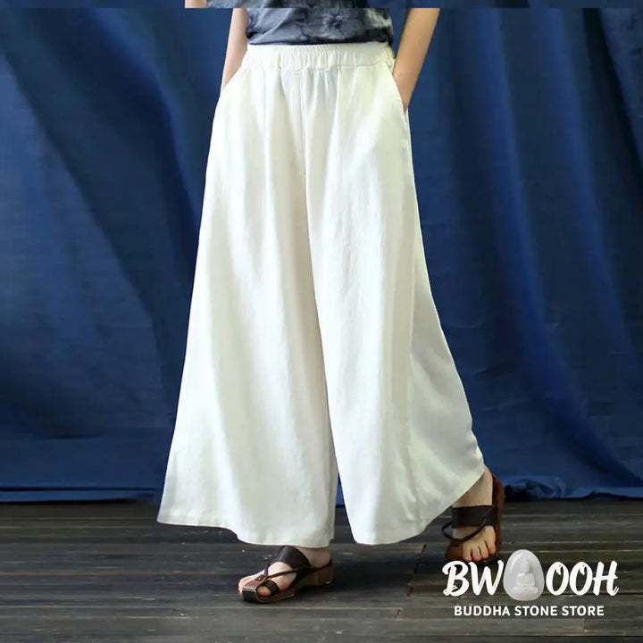 Buddha Stones Flower Jacquard Midi Dress Long Sleeve Cotton Linen Dress Wide Leg Pants With Pockets - Midi Dress&amp;Wide