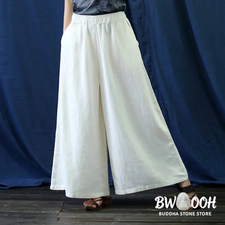 Buddha Stones Flower Jacquard Midi Dress Long Sleeve Cotton Linen Dress Wide Leg Pants With Pockets - Midi Dress&amp;Wide