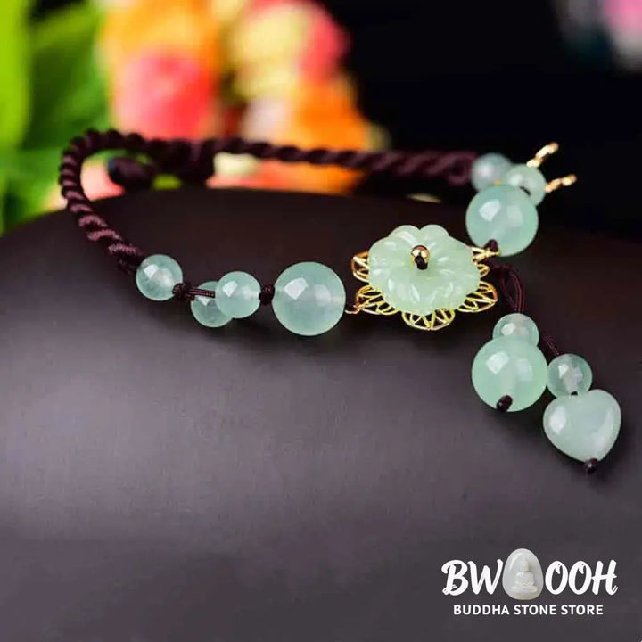 Buddha Stones Flower Jade Butterfly Luck Abundance Charm Anklet - Jade (Prosperity ♥ Abundance) - Anklet