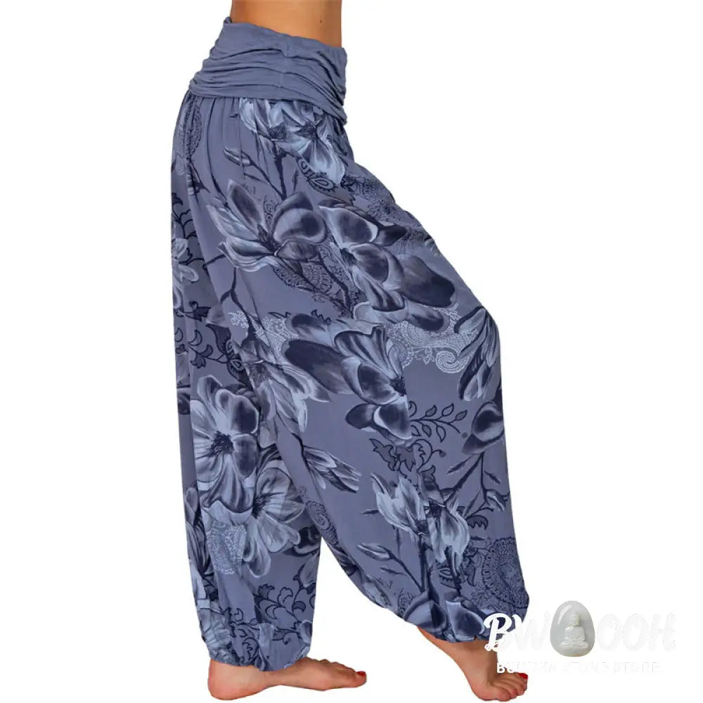 BWOOOH printed harem pants - Flower Leaves Pattern Loose Harem Trouse
