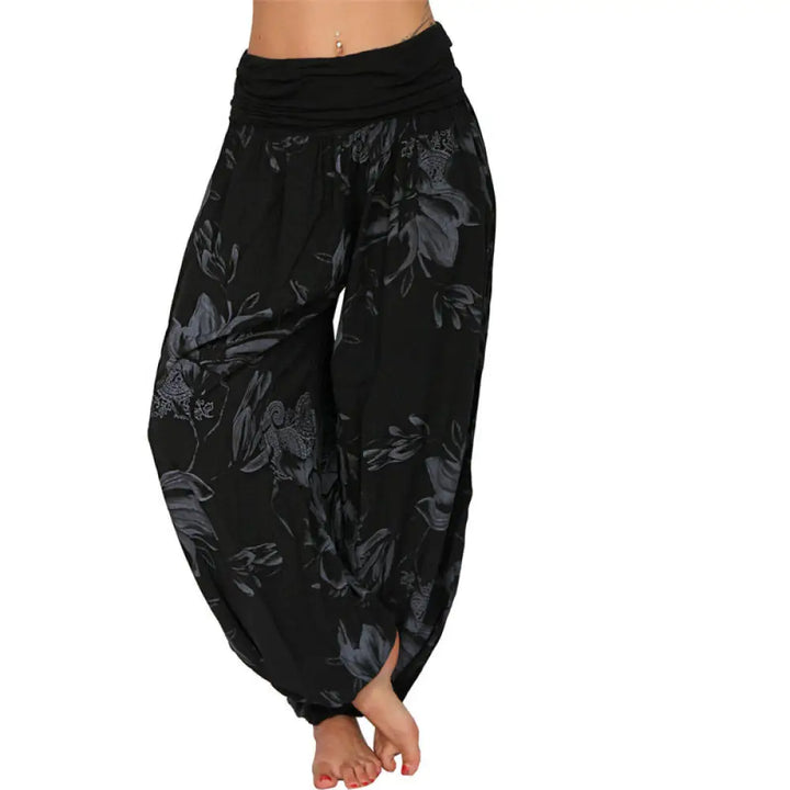 BWOOOH printed harem pants - Flower Leaves Pattern Loose Harem Trouse