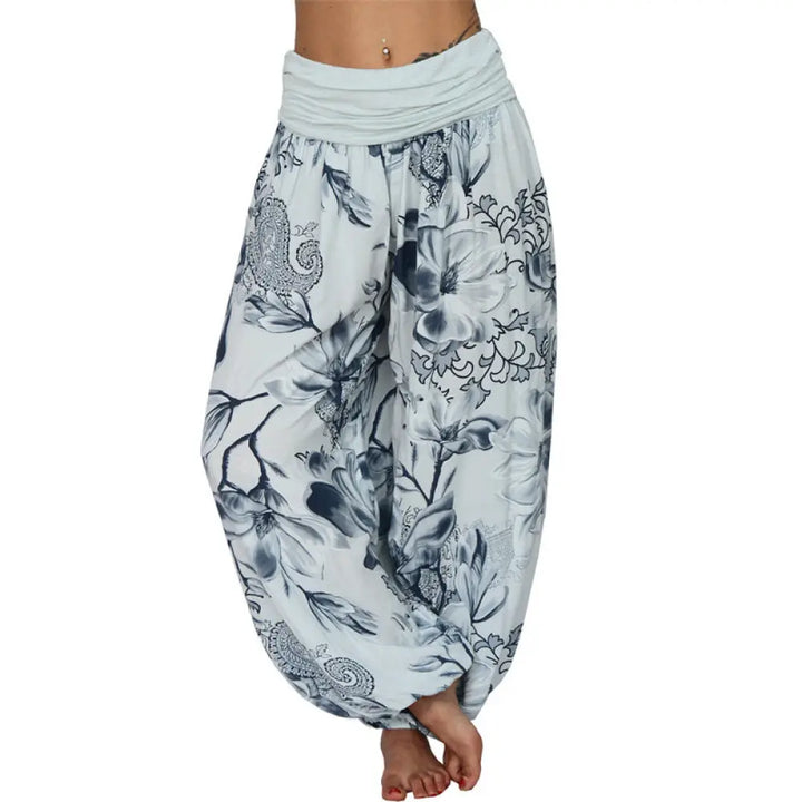 BWOOOH printed harem pants - Flower Leaves Pattern Loose Harem Trouse