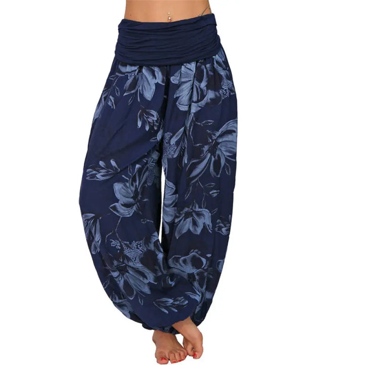 BWOOOH printed harem pants - Flower Leaves Pattern Loose Harem Trouse