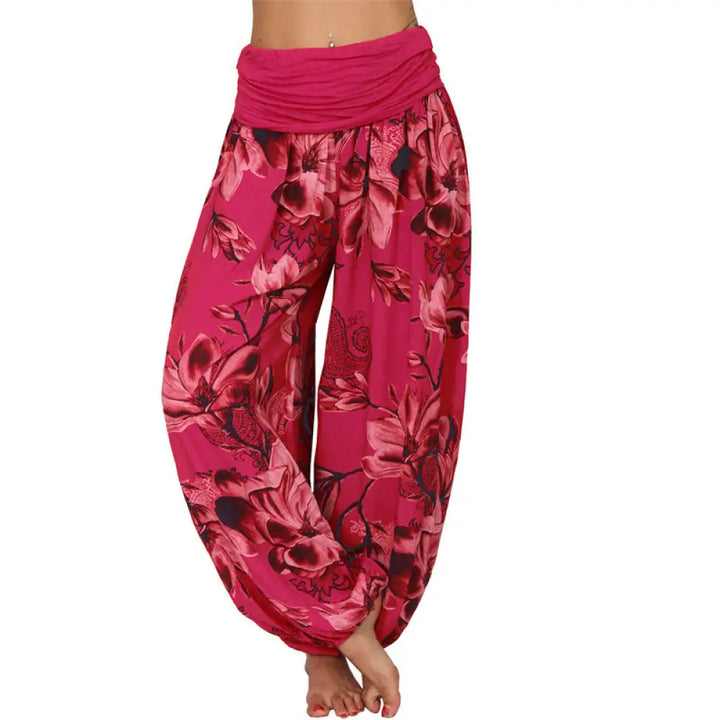 BWOOOH printed harem pants - Flower Leaves Pattern Loose Harem Trouse