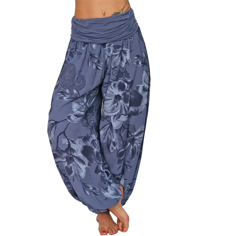 BWOOOH printed harem pants - Flower Leaves Pattern Loose Harem Trouse