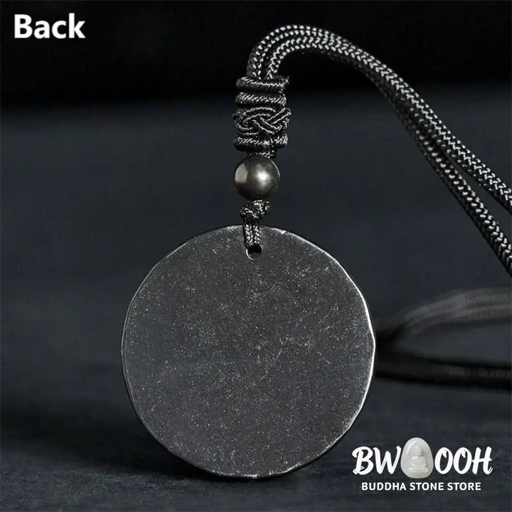 Buddha Stones Flower of Life Carving Design Authentic Shungite Stone Protection Necklace Pendant - BWOOOH - Necklaces &amp;