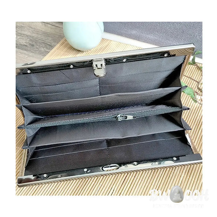 Buddha Stones Flower Plum Peach Blossom Bamboo Double-sided Embroidery Large Capacity Cash Holder Wallet Shopping Purse