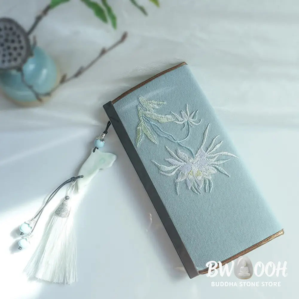 Buddha Stones Flower Plum Peach Blossom Bamboo Double-sided Embroidery Large Capacity Cash Holder Wallet Shopping Purse