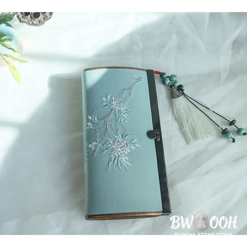 Buddha Stones Flower Plum Peach Blossom Bamboo Double-sided Embroidery Large Capacity Cash Holder Wallet Shopping Purse