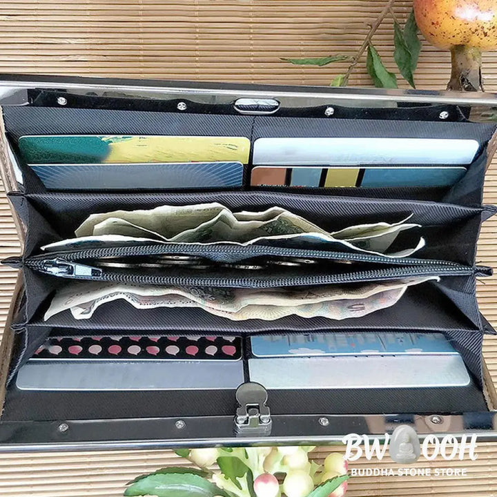 Buddha Stones Flower Plum Peach Blossom Bamboo Double-sided Embroidery Large Capacity Cash Holder Wallet Shopping Purse