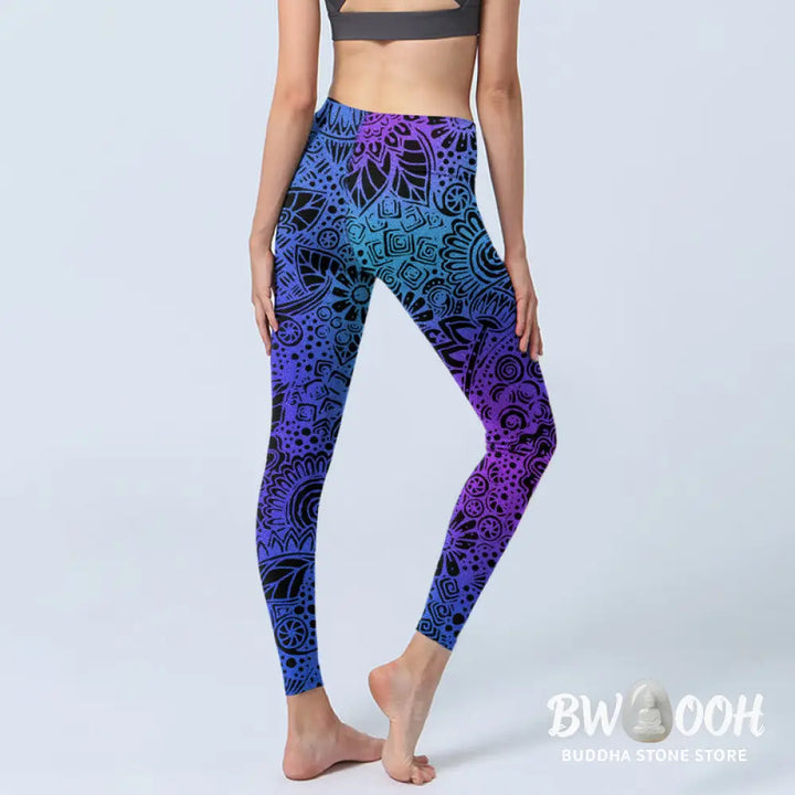 BWOOOH printed yoga leggings - Flowers And Leaves Pattern Print Gym Leg