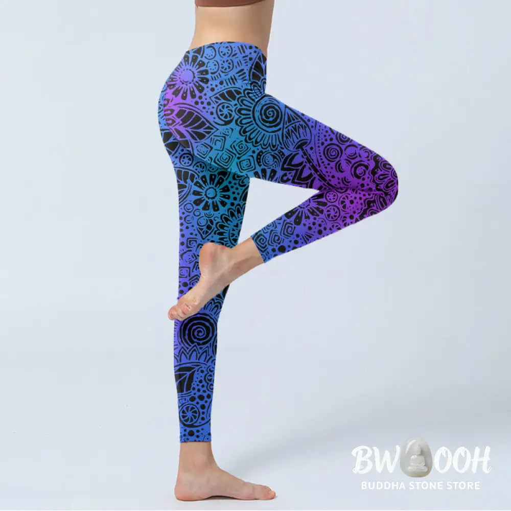 BWOOOH printed yoga leggings - Flowers And Leaves Pattern Print Gym Leg