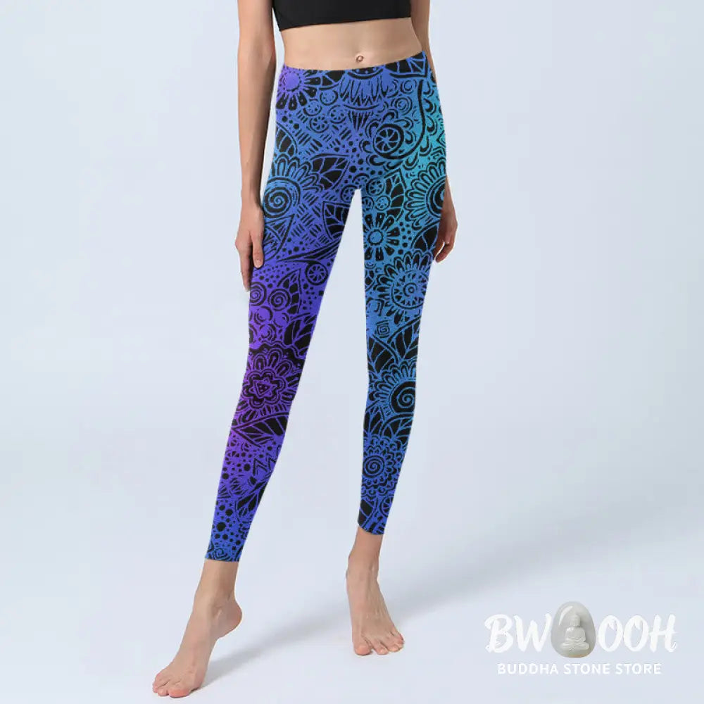 BWOOOH printed yoga leggings - Flowers And Leaves Pattern Print Gym Leg