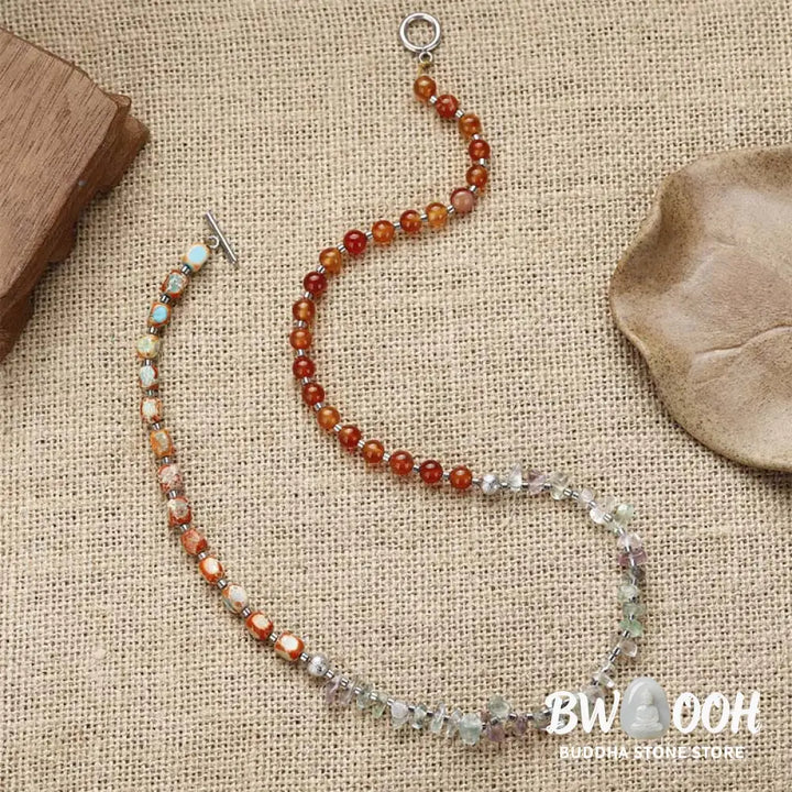 Buddha Stones Fluorite Red Agate Emperor Stone Power Triple Wrap Bracelet - BWOOOH - Fluorite Red Agate Emperor