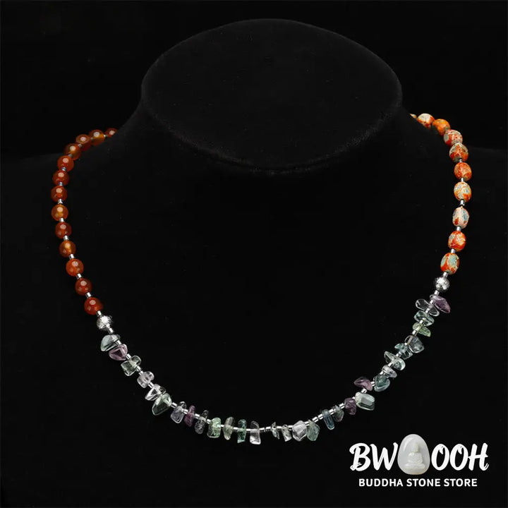 Buddha Stones Fluorite Red Agate Emperor Stone Power Triple Wrap Bracelet - BWOOOH - Fluorite Red Agate Emperor