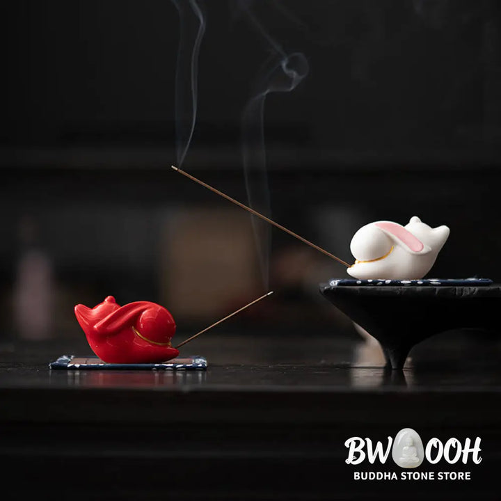 BWOOOH ceramic incense burner - Flying Rabbit Bamboo Mat Healing Ce