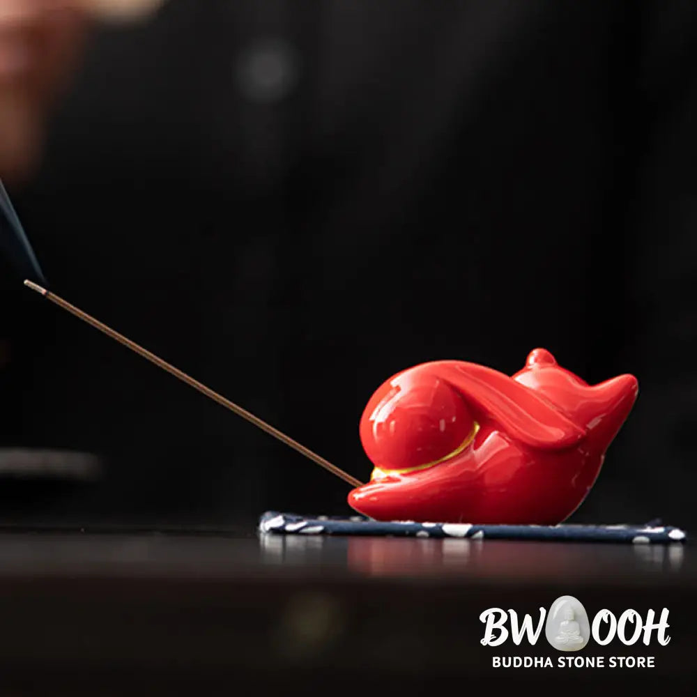 BWOOOH ceramic incense burner - Flying Rabbit Bamboo Mat Healing Ce