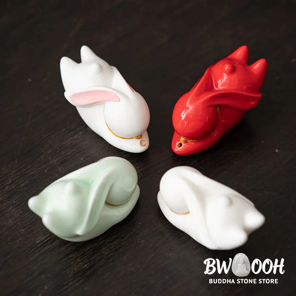 BWOOOH ceramic incense burner - Flying Rabbit Bamboo Mat Healing Ce