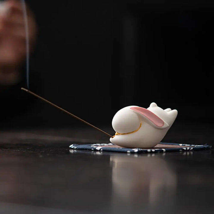 BWOOOH ceramic incense burner - Flying Rabbit Bamboo Mat Healing Ce