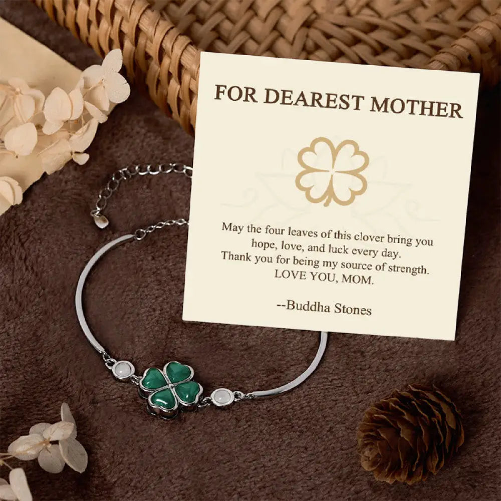 BWOOOH "FOR DEAREST MOTHER" Copper Four-Leaf Clover Luck 