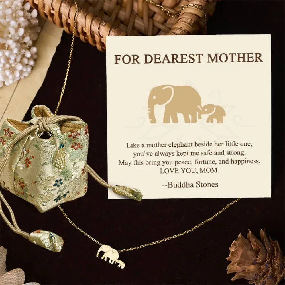 Buddha Stones ’FOR DEAREST MOTHER’ Elephant 925 Sterling Silver Necklace Pendants Includes Gift Message Card - BWOOOH