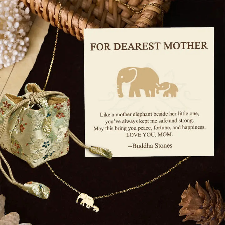 Buddha Stones ’FOR DEAREST MOTHER’ Elephant 925 Sterling Silver Necklace Pendants Includes Gift Message Card - BWOOOH