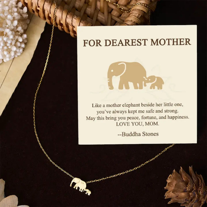 Buddha Stones ’FOR DEAREST MOTHER’ Elephant 925 Sterling Silver Necklace Pendants Includes Gift Message Card - BWOOOH
