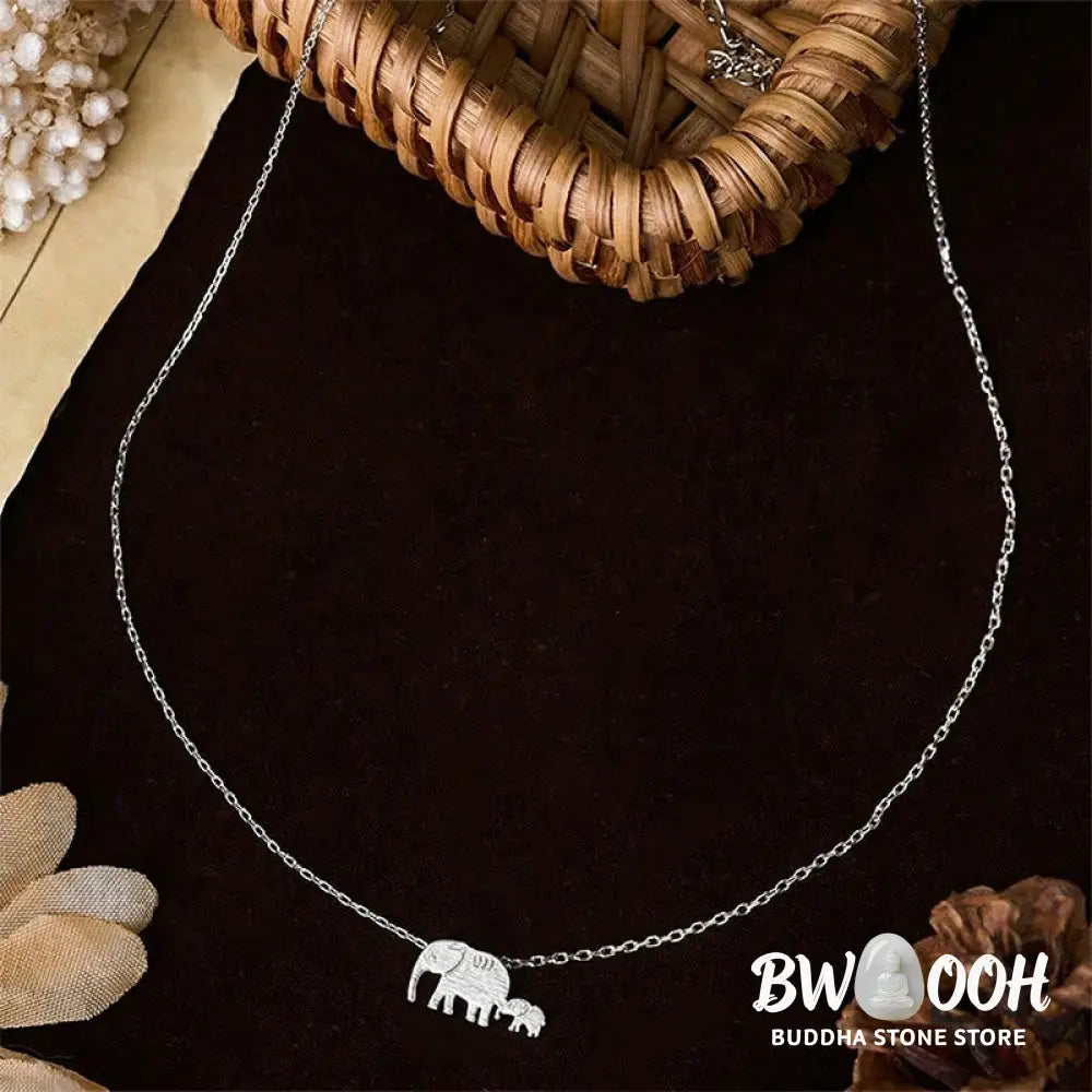 Buddha Stones ’FOR DEAREST MOTHER’ Elephant 925 Sterling Silver Necklace Pendants Includes Gift Message Card - BWOOOH