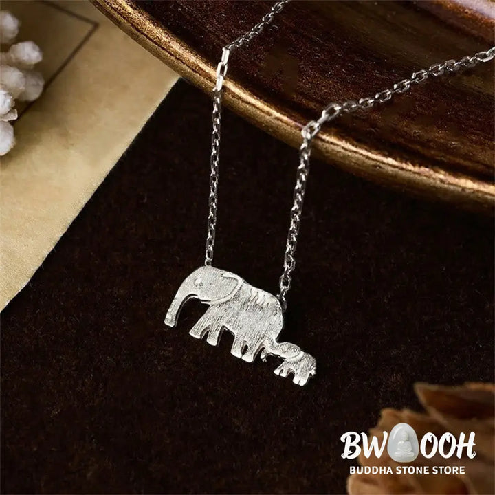 Buddha Stones ’FOR DEAREST MOTHER’ Elephant 925 Sterling Silver Necklace Pendants Includes Gift Message Card - BWOOOH