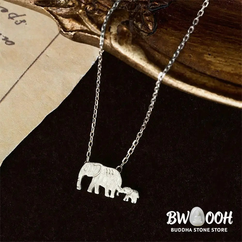 Buddha Stones ’FOR DEAREST MOTHER’ Elephant 925 Sterling Silver Necklace Pendants Includes Gift Message Card - BWOOOH