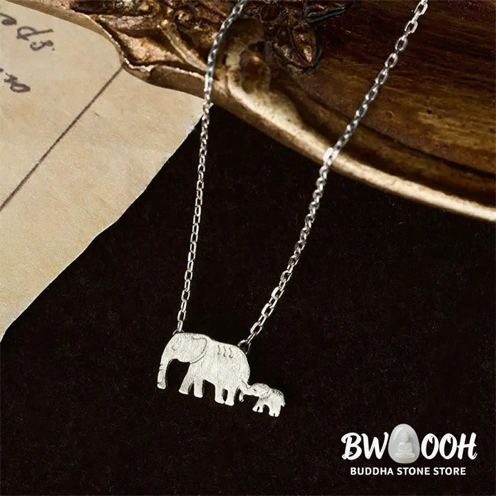 Buddha Stones ’FOR DEAREST MOTHER’ Elephant 925 Sterling Silver Necklace Pendants Includes Gift Message Card - BWOOOH