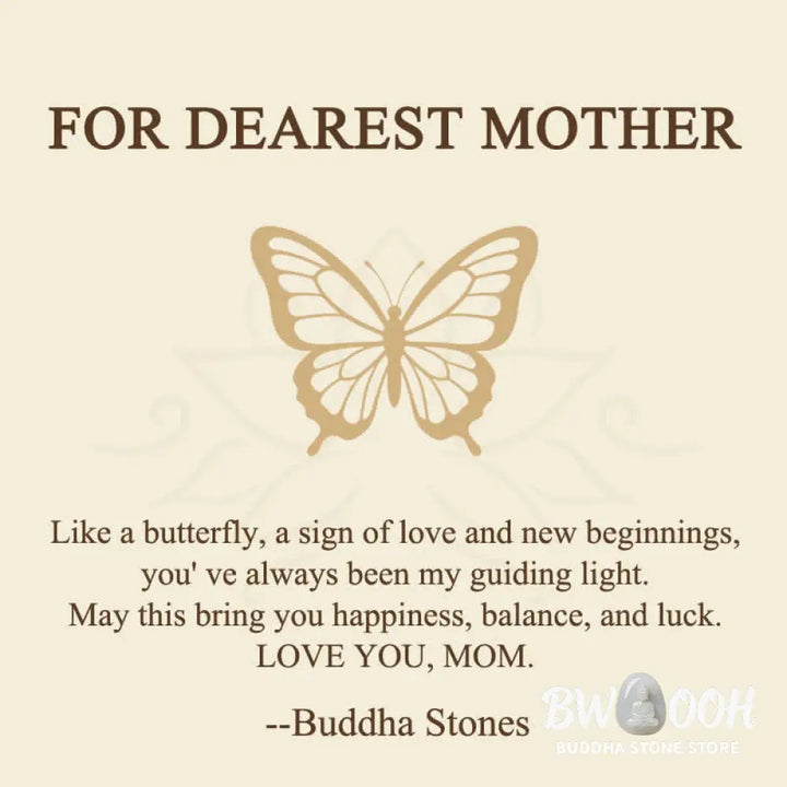 Buddha Stones ’FOR DEAREST MOTHER’ Jade Butterfly Abundance Necklace Pendants Includes Gift Message Card - BWOOOH