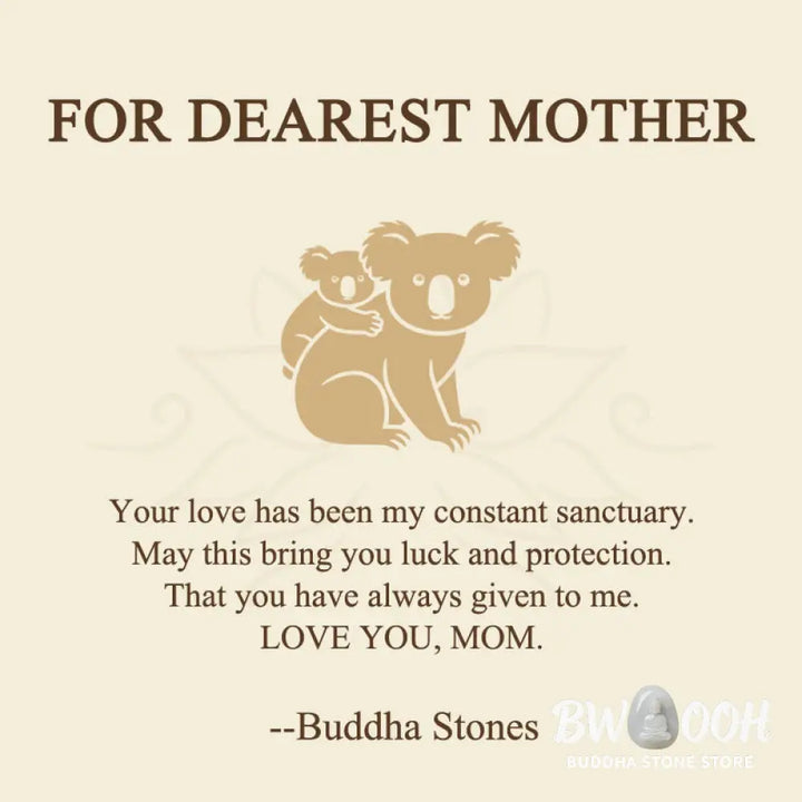 Buddha Stones ’FOR DEAREST MOTHER’ Koala Titanium Steel Calm Necklace Pendants Includes Gift Message Card - BWOOOH